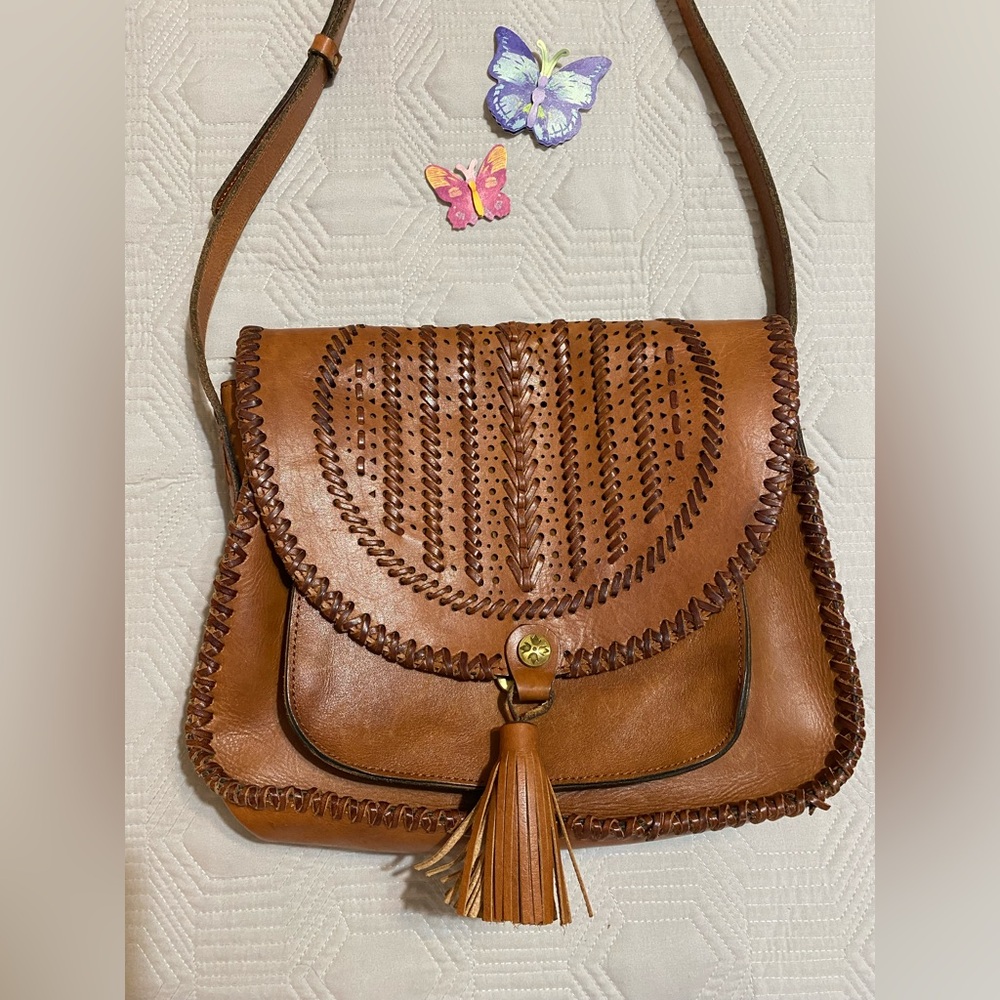 Patricia Nash Boho Brown Leather Crossbody Bag - Picture 2 of 13